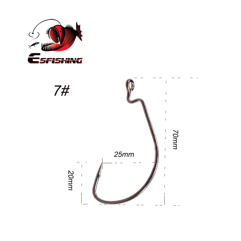 Esfishing рыболовный крючок углерода Сталь широкая заводная рукоятка офсетная печать рыболовный крючок для Мягкая приманка в виде червей 1#2#3, 4, 5, 6, 7, 9, бас Barb воблер(Wobbler - Цвет: No 7 -12pcs