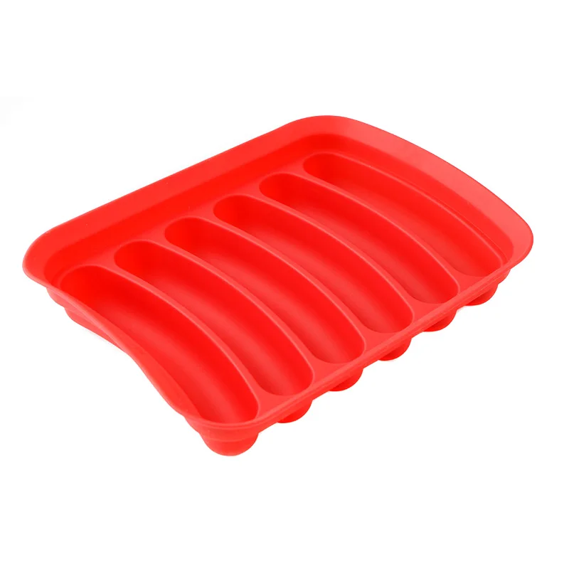 

6-grid Non-Stick Silicone Sausage Mold Hot Dog Mold for Oven and Microwave Cooking 66CY
