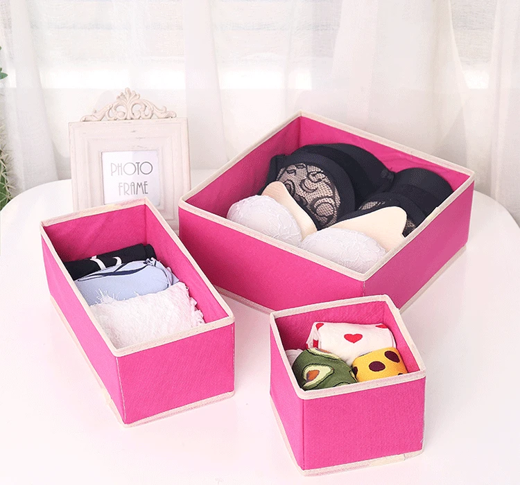 3 pieces Underwear Organizer Drawer Divider Folding Box sock storage box set |