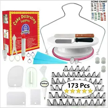 

173 - Piece Cake Turntable Decorating Cream Spatula Scraper Set Baking Pastry Tools