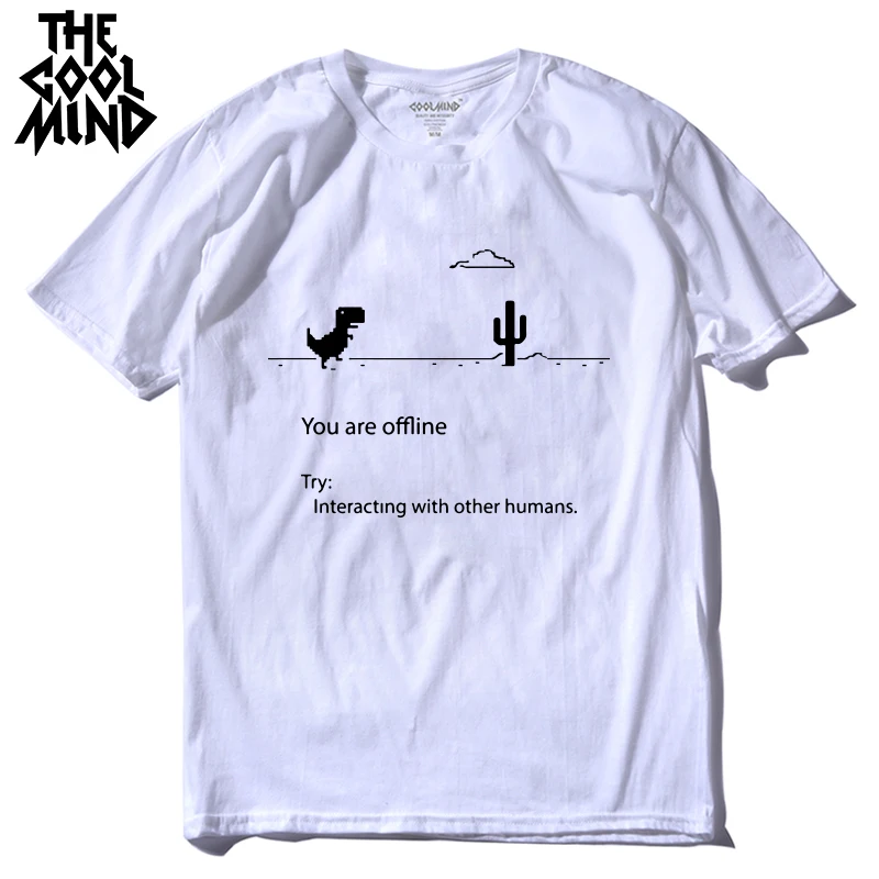 COOLMIND-Camiseta de algodón 100% para hombre, Camiseta holgada de verano para hombre, Camiseta con estampado de dinosaurio