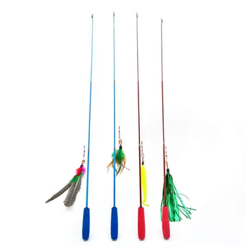 

1pcs Pet cat feather toy telescopic rod funny cat stick wand pet interactive toy cat supplies replacement head funny cat stick
