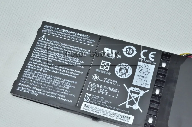 Аккумулятор JIGU для ноутбука 4ICP6/60/78 AP13B3K AP13B8K KT.00403.013 ACER 552PG Aspire M5 583 R14 моделей 1 5 5|laptop