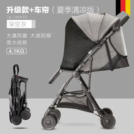 

Ultralight Baby Stroller High Landscape Four-wheeled Trolley Baby Carrier Folding Portable Traveling Pram for Newborns Children