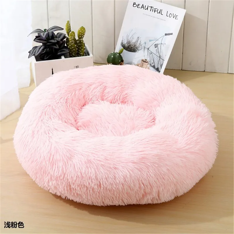 Light Pink Длинная плюшевая кровать для кошки, супер мягкая пушистая удобная кровать для питомца, питомник, подушка для щенка, коврики, Нескользящие товары для дома с котенком - Цвет: Light Pink