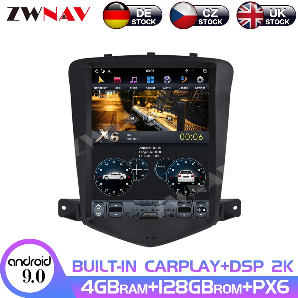 

Android 9 4 + 128 Гб PX6 DSP Автомобильная Вертикальная Тесла для Chevrolet CRUZE 2008-2012 без DVD GPS мультимедийный плеер головное устройство Радио Аудио