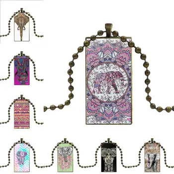 

Pretty Henna Elephant Glass Pendant Galaxy Pendant Necklace Women Bronze Plated Necklaces Jewelry For Women Wedding