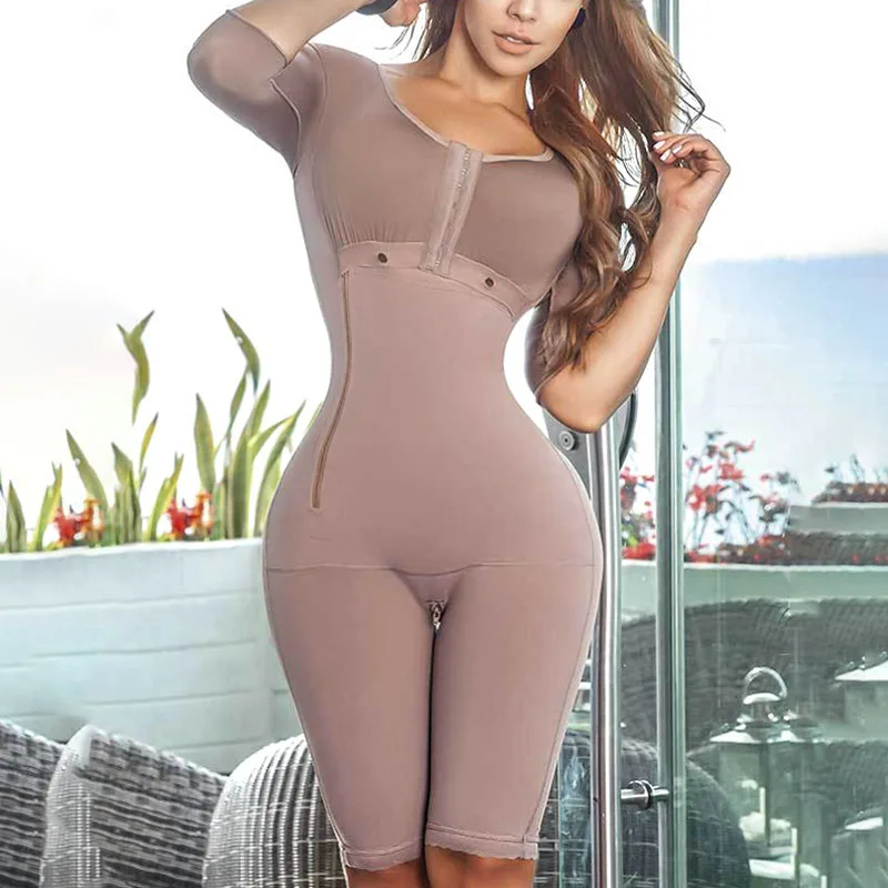 Fajas Colombianas Mujer Body shaper For Women Tummy Control Breast Support Side Zipper Long Bodysuit Shapewear