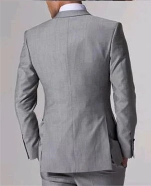 Handsome Men's Formal Gray Suit Wedding Party Groom Dress 3 pieces Groomsmen Tuexdos terno (Jacket+Vest+Pants)