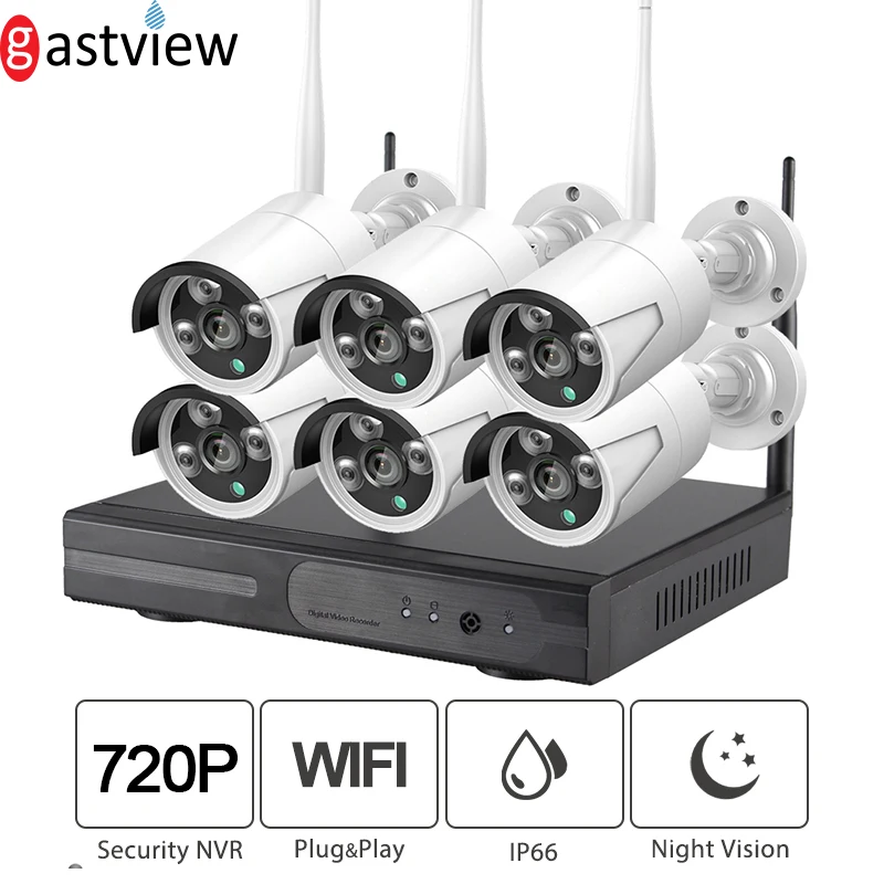 8CH NVR Ultra HD 1MP 720P 6CH CCTV Беспроводная система аудио запись Открытый P2P Wifi IP камера