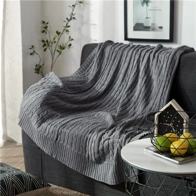Хлопковое одеяло массивное вязаное одеяло для дивана офисное одеяло для короткого сна полотенце летнее кондиционер одеяло s для кровати - Цвет: gray