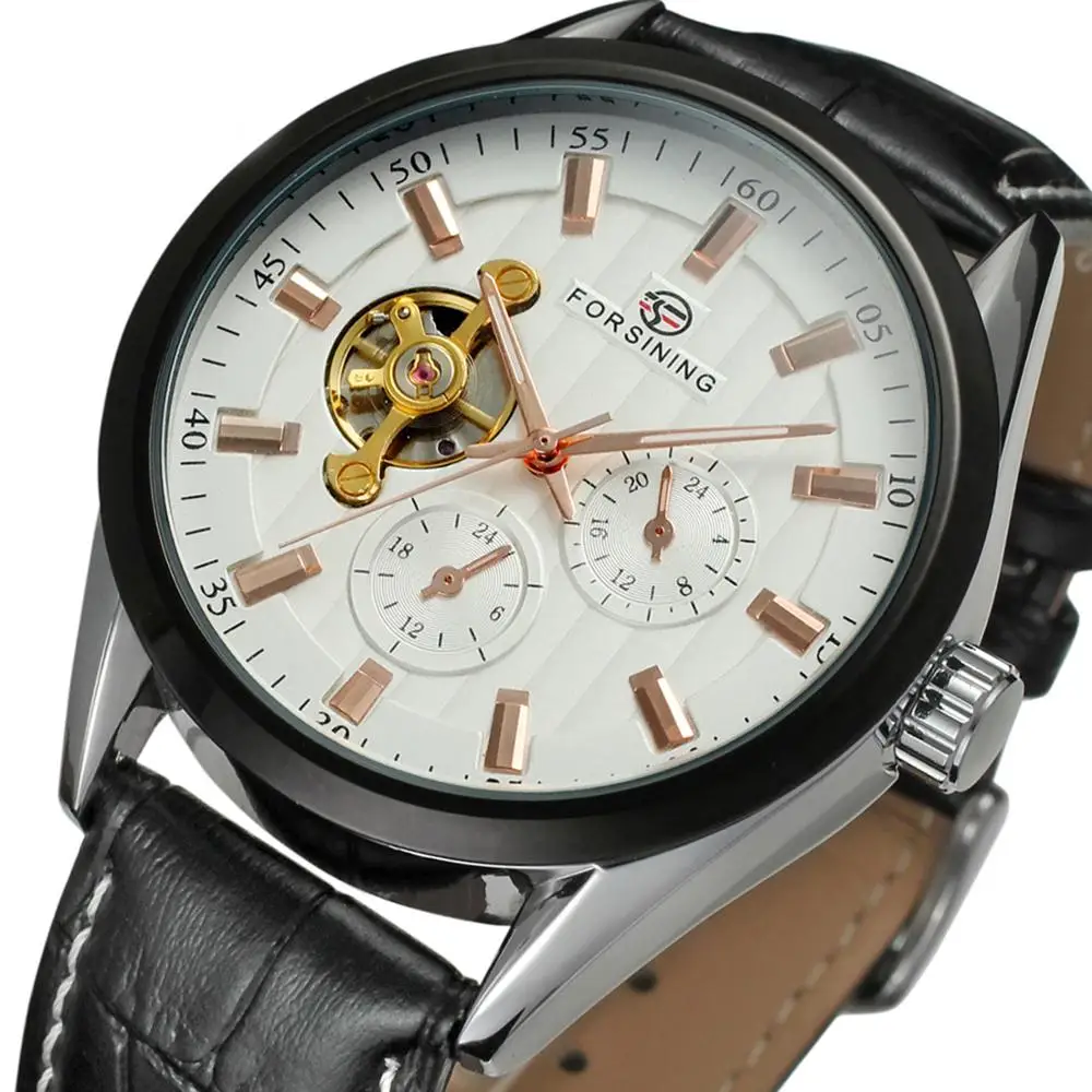Forsining Tourbillion классический дизайн дисплей золотой ободок повседневные мужские
