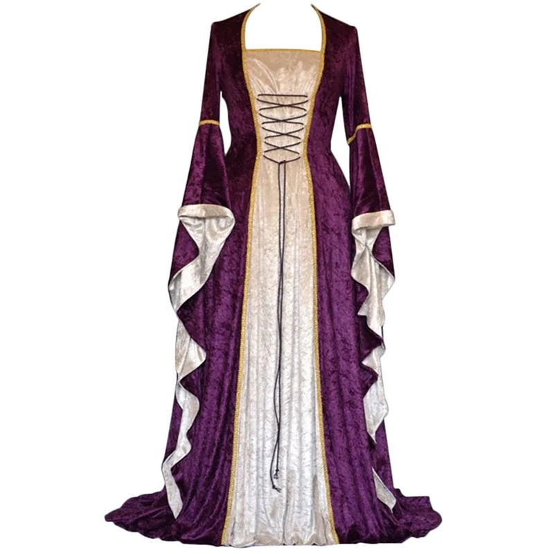 Новое средневековое платье костюмы на Хэллоуин для женщин Косплей Благородный дворец длинные халаты древний колокол рукав принцесса костюм платье - Цвет: Z