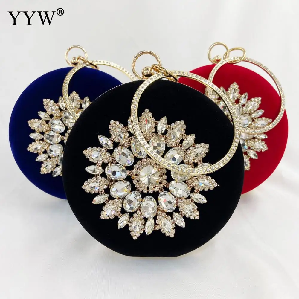 

Velvet Evening Handbag Women Clutch Bag With Rhinestone Floral Design Luxury Bags For Ladies Party Purse Wedding Clutches Bolsos