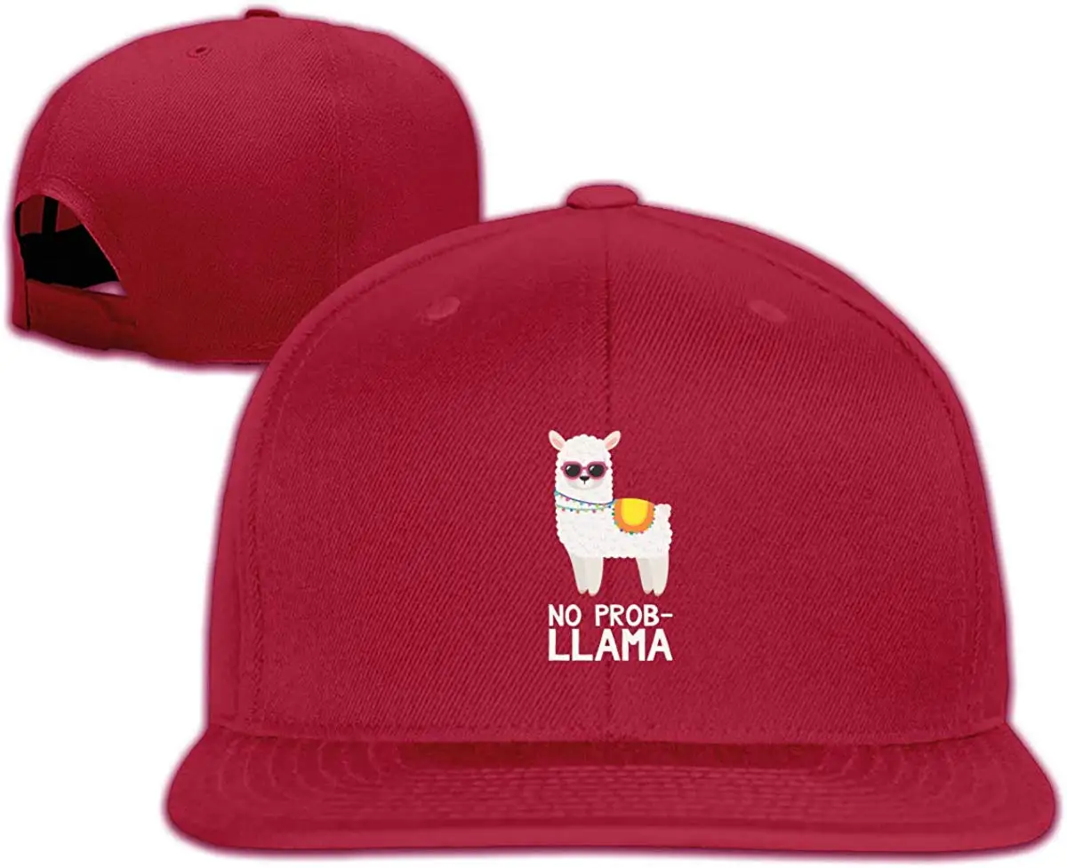 TSDFCMens& Woman's Trucker No Prob-Llama дизайн плоская кепка Регулируемая унисекс Темно-красный