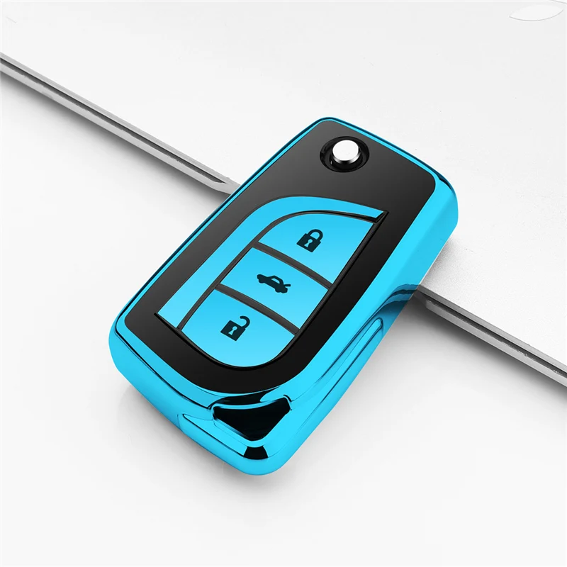 D-Blue Мягкий чехол для ключей из ТПУ для Toyota Auris Corolla Avensis, Verso Yaris Aygo Scion TC I'm чехол для ПК автомобиля - Название цвета: D-Blue