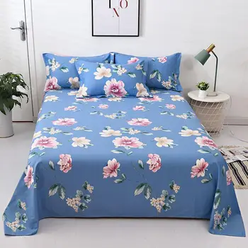 

1pc 100% Pure Cotton Bed Sheet Single Size laminas Flat Sheet And Pillowcase Floral Style Bed Sheets For Adult Bedsheet