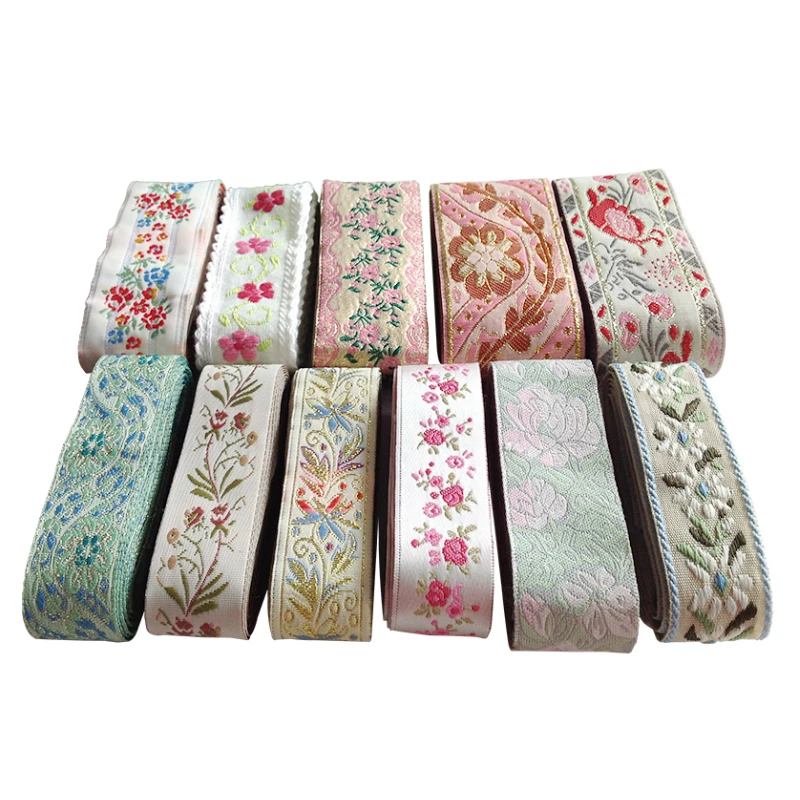 0.7~1.5 Inch 18MM~35MM Flower Jacquard Ribbon Handmade Lace 3YARD