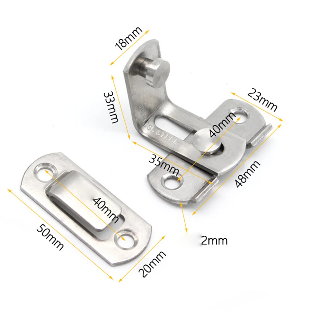 

2pcs Stainless Steel Door Latches Slide Catch Locking System Home Entrance Gate Shed Protection Furniture Latch