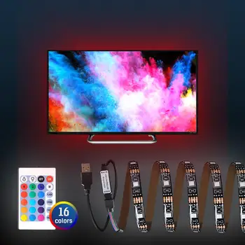 

5050 RGB Strip Light USB Powered Flexible Light Kit With Romote Controller For TV Bedroom Kitchen Lighting