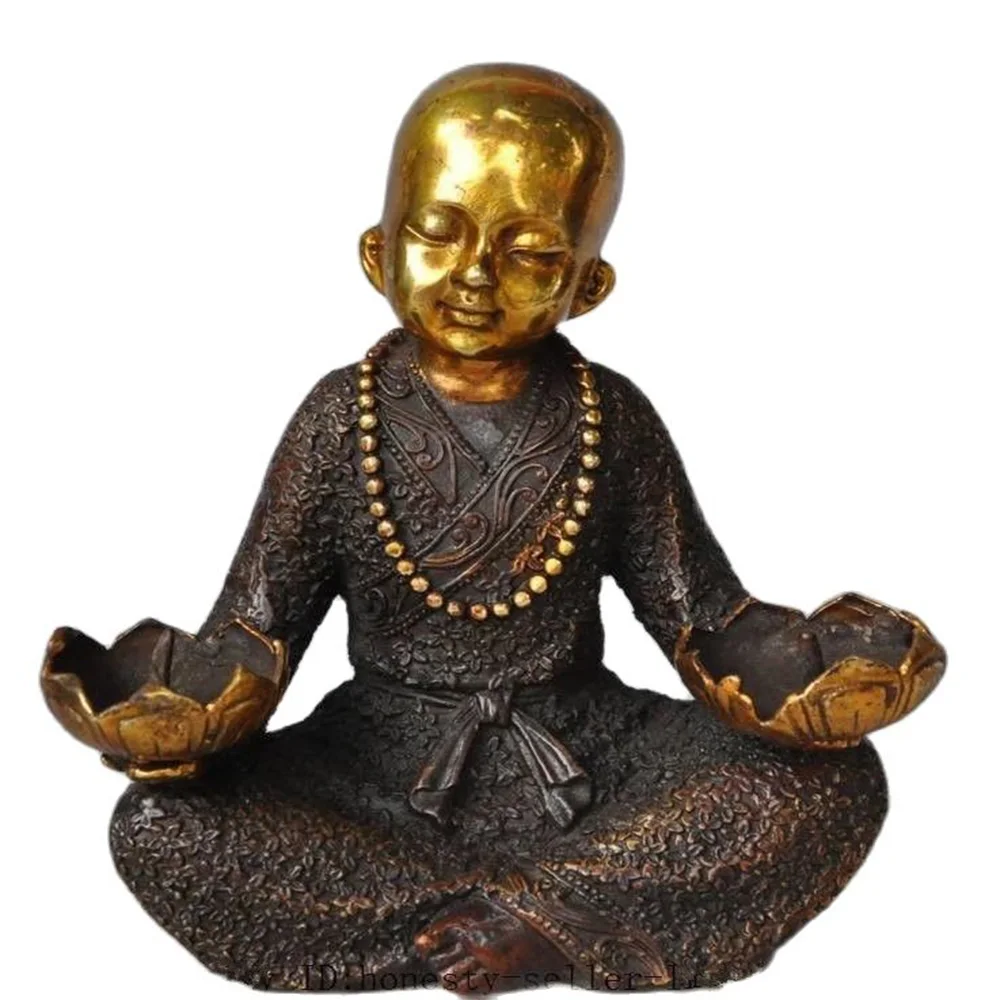 

china buddhism bronze gilt Buddhist monk buddha statue lotus flower Candlesticks
