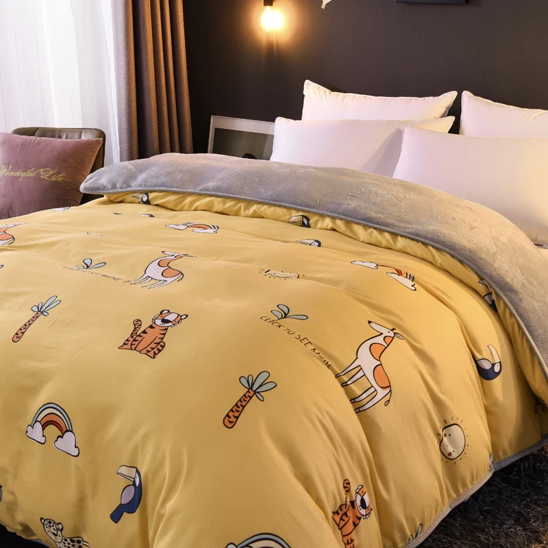 1 шт. зима желтый ананас пододеяльник/пододеяльник сторона хлопок B СТОРОНА флисовая ткань постельные принадлежности одеяло