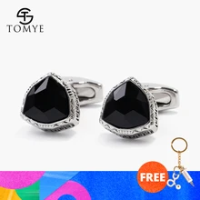 토미 블루 크리스탈 트라이앵글 정장 셔츠 커프스 단추 실버 선물 남자 xk19s142(China)