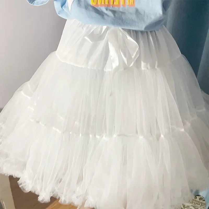 

Petticoats lolita daily cotton candy clouds soft gauze tutu skirt fish bone violence panniers Party White Dance Skirt Tutu