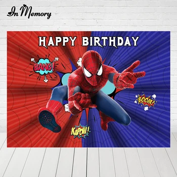 

InMemory Spiderman Photography Backdrop Superman Boy Children Birthday Party Background Banner Photo Studio Backdrop Photo Prop