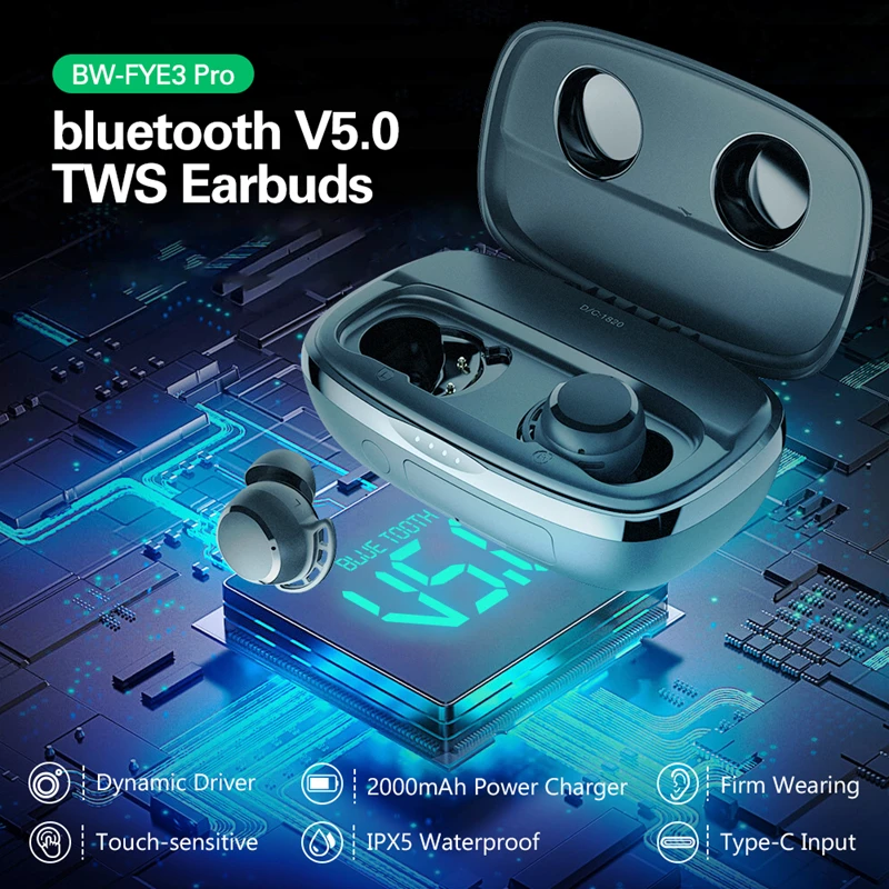 BlitzWolf BW FYE3 Pro HiFi Беспроводные наушники TWS Bluetooth V5.0 Спортивные Стерео HD Call Touch Control 2000