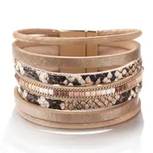 Flashbuy, модные кожаные браслеты с леопардовым принтом для женщин, женские Многослойные браслеты с животным узором, стразы, браслет для девушек