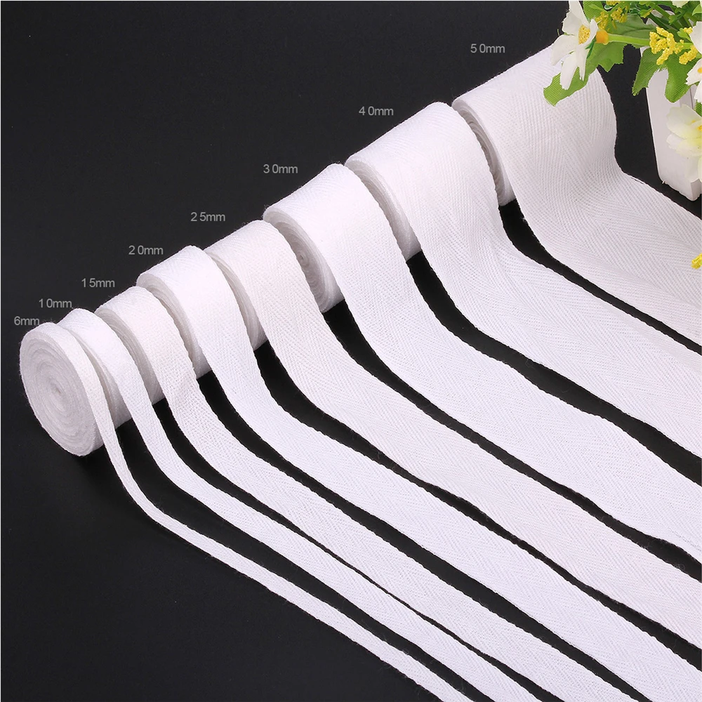 Cotton Tape Cotton Ribbon Cotton Ribbon Webbing 5Meters 10/15/20/25/30/40/50/60mm Black White Beige Decoration DIY Sewing Fabric