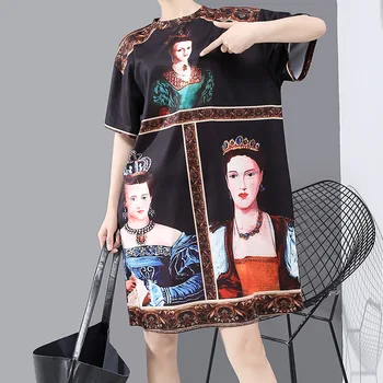 

Tide brand Hong Kong style summer new printing T-shirt women short sleeve loose round neck super fire wild net red shirt fashion