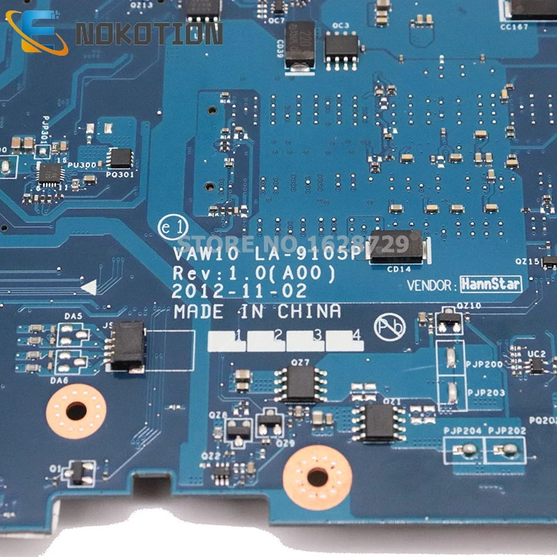 Ideal  NOKOTION For Dell inspiron 17R 3721 5721 laptop motherboard CN-0JXK18 0JXK18 JXK18 VAW10 LA-9105P S