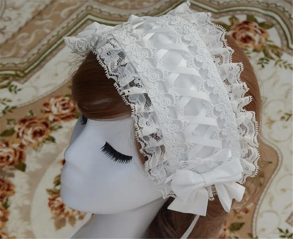 Сладкий Лолита Кружевная повязка на голову девушка colsplay аксессуар B307 - Цвет: white