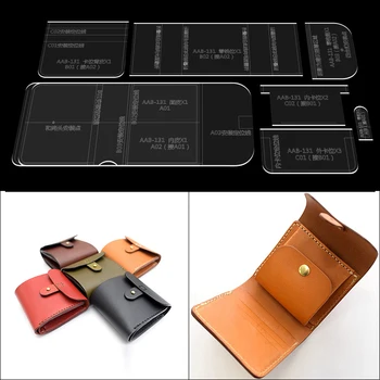 

Leather diy handmade wallet pattern version drawing acrylic template handmade leather goods cutting mold tool