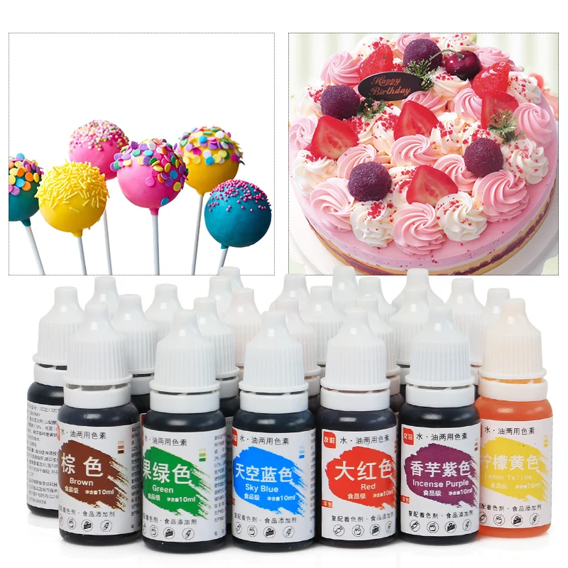 Edible Color Pigment Pastry Tools 10ML Macaron Cream Food Coloring Ingredients Cake Fondant Baking 24 Colors | Дом и сад