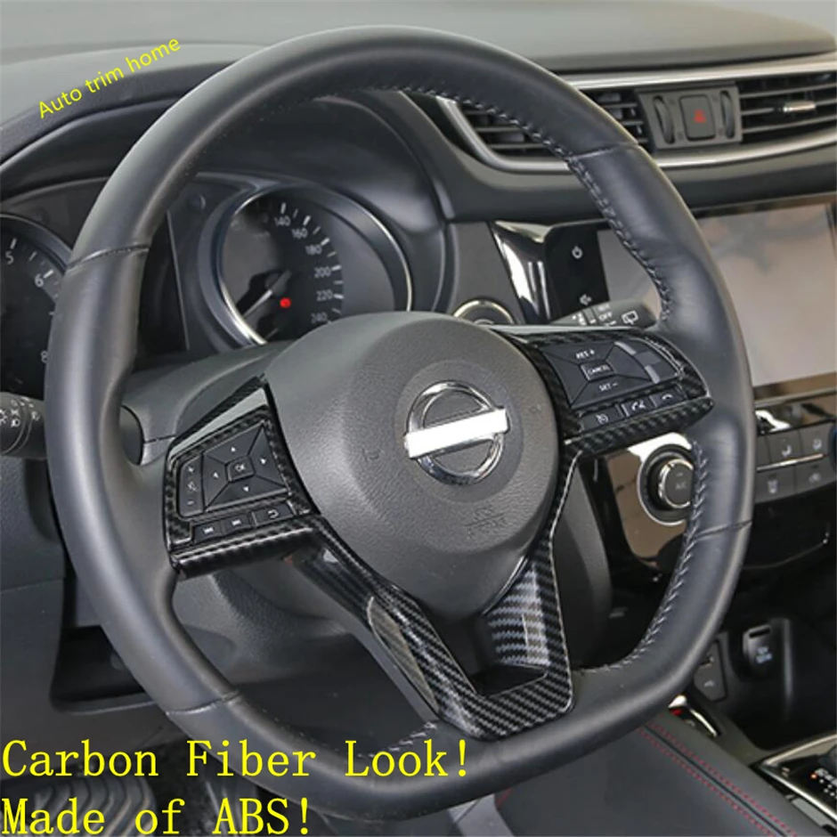 Lapetus Steering Wheel Button Frame Cover Trim Fit For Nissan Qashqai J11 2017 2018 2019 2020 Carbon Fiber ABS Auto Accessories
