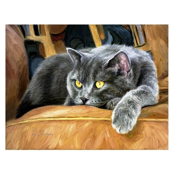 

Cat 5D DIY Diamond Painting Kits for Adults Full Drill Crystal Rhinestone Embroidery Cross Stitch Arts Craft Canvas Wall Decor