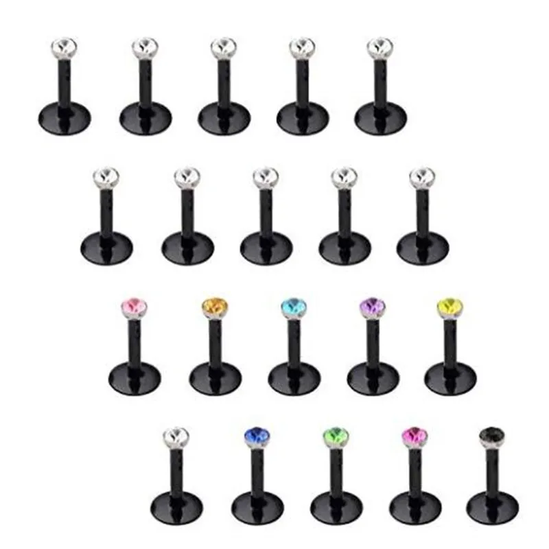 16 г прозрачные кольца для губ CZ Labret шпильки хряща серьги на Козелок фиксатор Монро Медуза пирсинг ювелирные изделия 6 мм 8 мм 10 мм шпильки для губ - Окраска металла: Светло-желтый, золотистый цвет