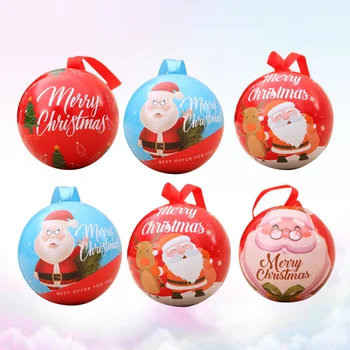 

6 Pcs Christmas Boxes Santa Claus Iron Decors Hanging Containers for Party Christmas Tree