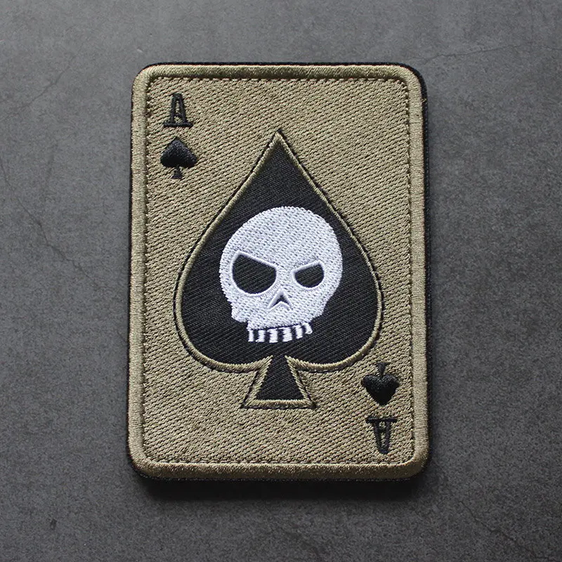 5 Pcs Playing Cards Ace of Spades Skull Head Patches Embroidered Hook And  Loop Bags Clothing Armbands Accessories Applique Badge - AliExpress