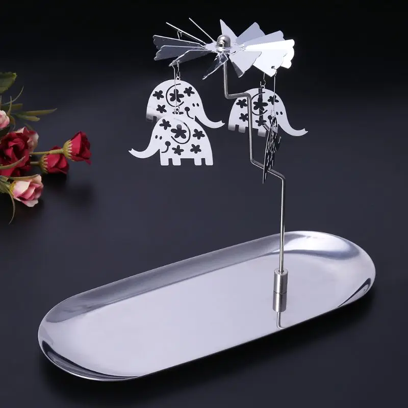 Рождество Магнитный вращающийся карусель Tealight подсвечник металлическая подставка Премиум Новинка