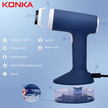 

KONKA protable ironing machine Handheld Fabric Steamer 15 Seconds Fast-Heat 1500W Powerful Garment Steamer for Home Travelling