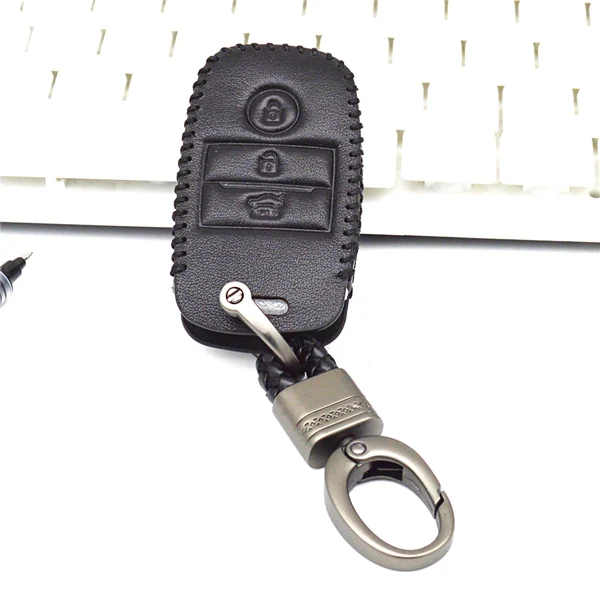 Black 3 For KIA KUKAKEY чехол из натуральной кожи для ключей автомобиля для KIA Rio K3 K4 K5 K3S Sportage Sorento Ceed Carens R Optima брелок для ключей держатель - Название цвета: Black 3 For KIA