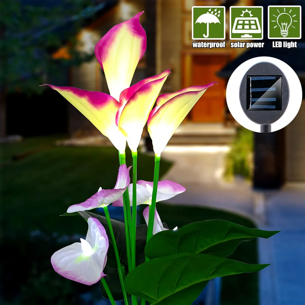Светильники Calla Lily Flower на солнечной батарее уличные Водонепроницаемые