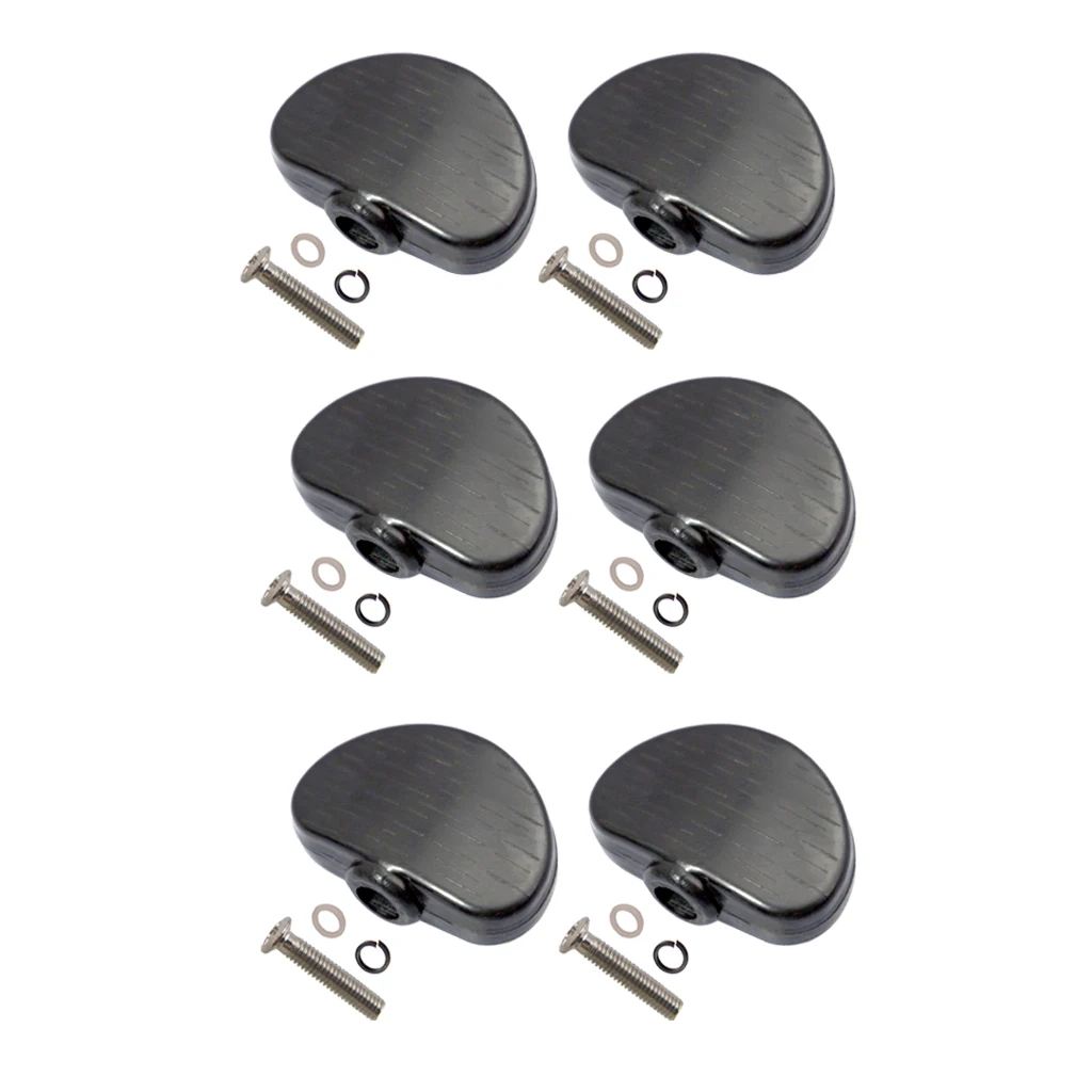 Pack of 6 Universal Guitar Tuner Machine Head Semicircle Buttons Tuning Key Replacement Black, with Screws and Gaskets