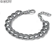 Ручная работа,, 925 серебряный браслет-цепочка, винтажный 925 пробы браслет с перьями, тайский серебряный мужской/женский браслет