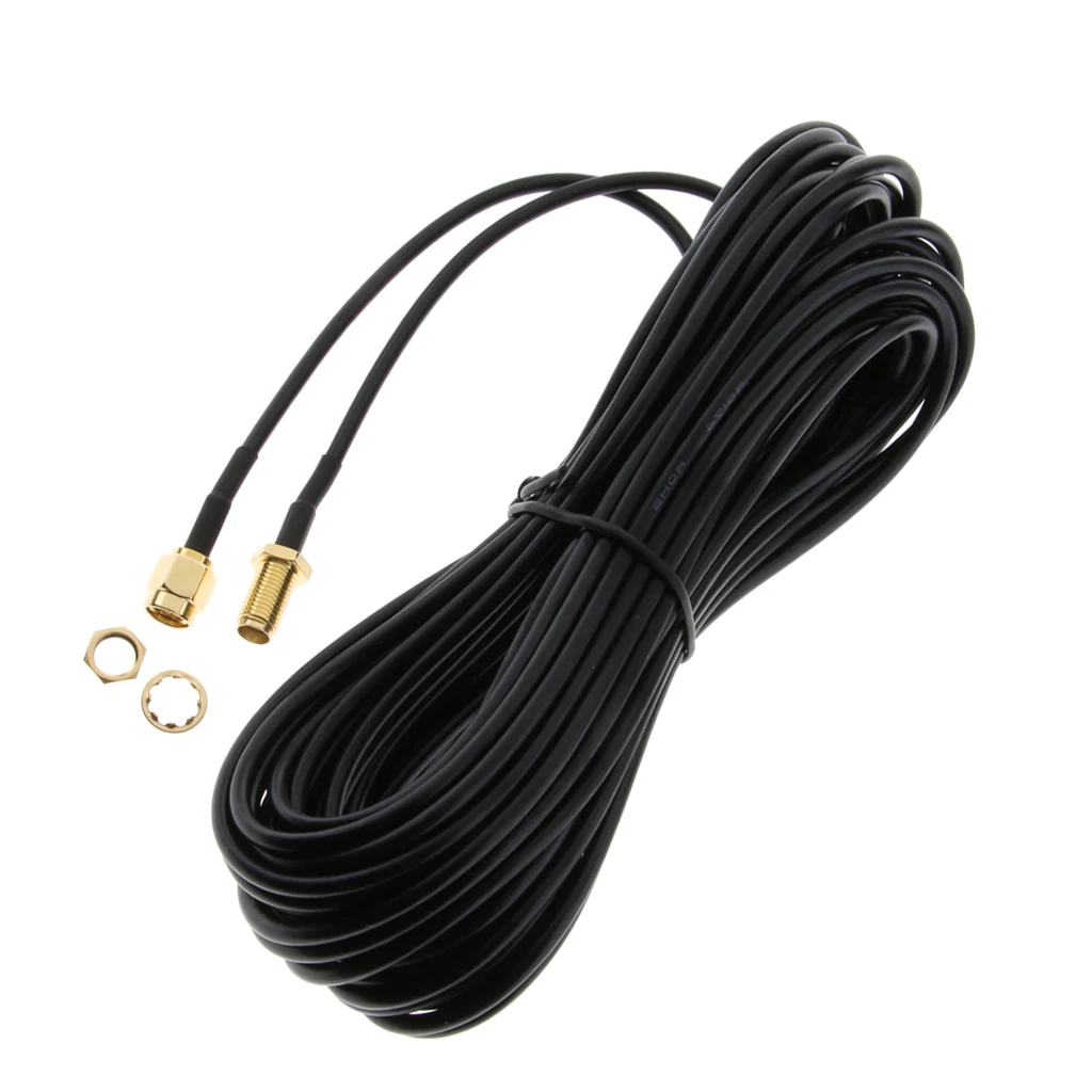 2Pack 32.8FT Low-Loss Coax Extension Cable (50 Ohm) - RP SMA Male to RP SMA Female - Antenna Extender for WiFi Wireless Router