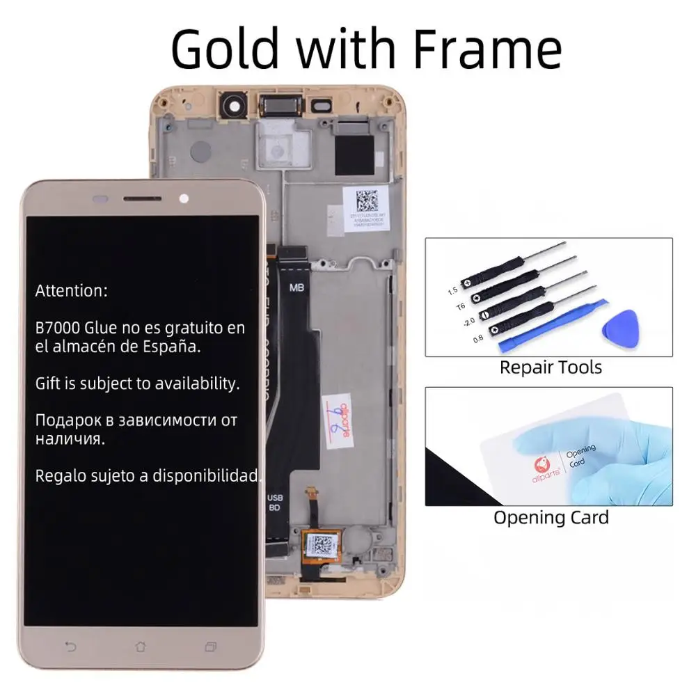 Gold with Frame Дисплей для ASUS Zenfone 3 Laser ZC551KL LCD в сборе с тачскрином на рамке черный белый золотой - Цвет: Gold with Frame